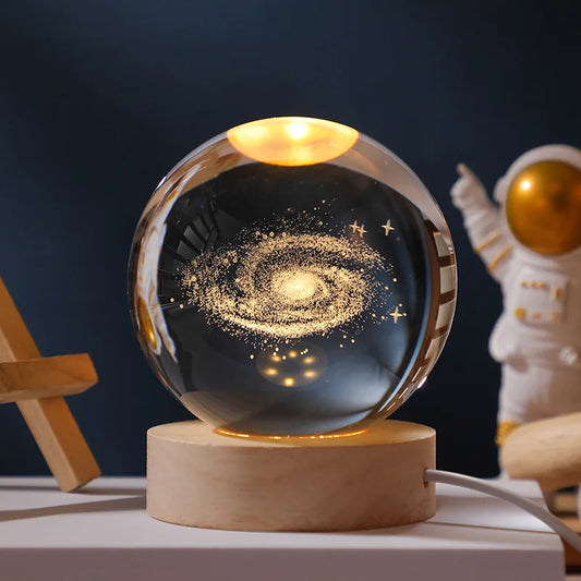 3D Crystal Ball Glass Planet LED Warm Night