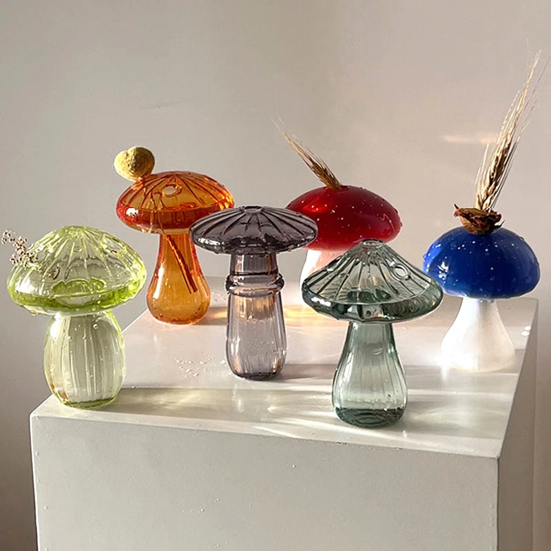 Mushroom Vase Glass Flower Bottle