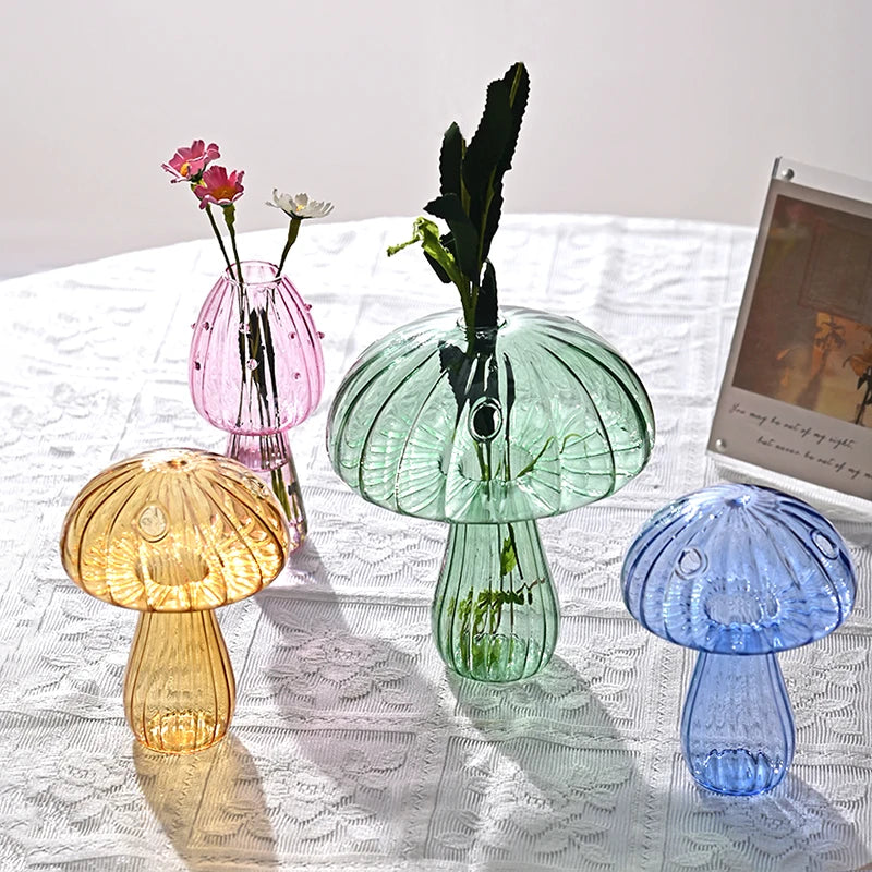 Mushroom Vase Glass Flower Bottle